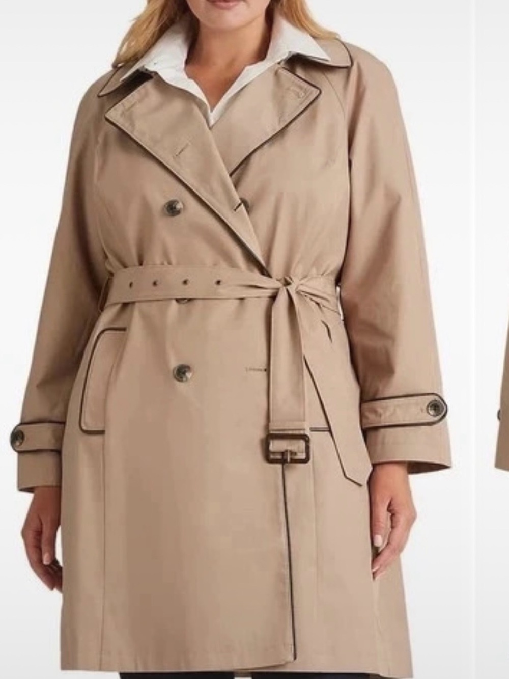 NWOT Lauren Ralph Lauren Tan Double-Breasted Trench Coat with Belt